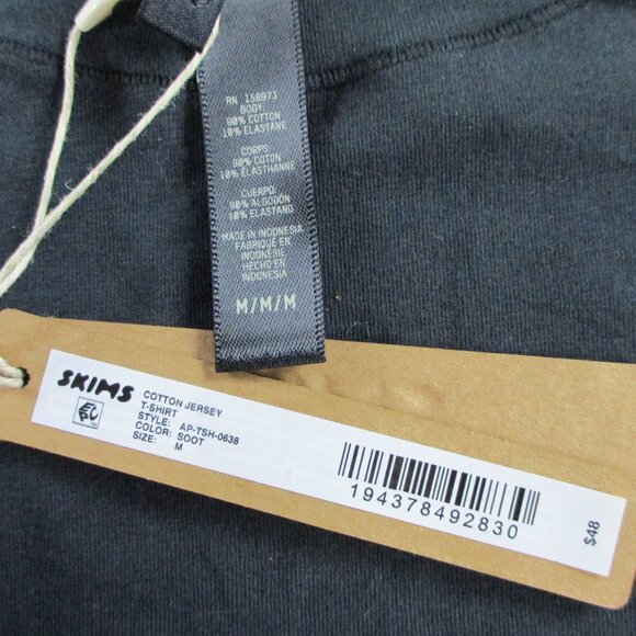 SKIMS Cotton Jersey T Shirt Womens Medium Soot Black NWT Crewneck Casual - Picture 4 of 8